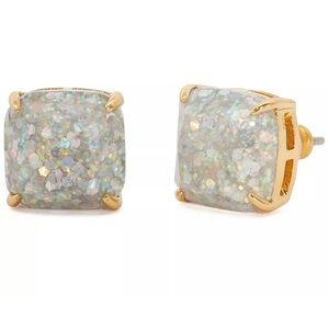 Nwt Kate Spade Glitter Crystal Square Stud Earrings
